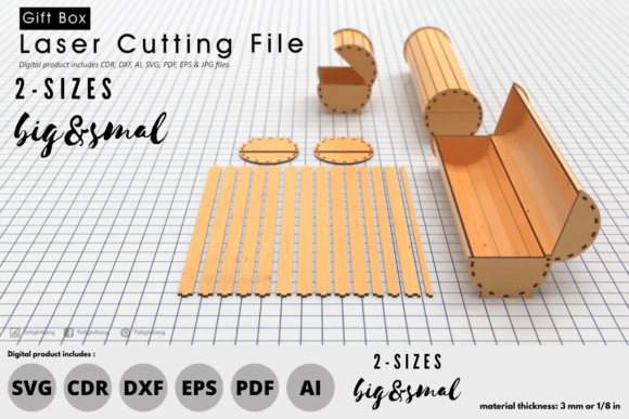 2 Size Gift Box Circular Svg Laser Cut for Creative Sellers