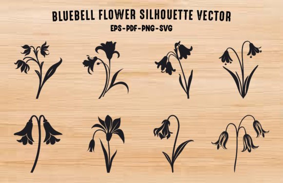 Bluebell Flower Silhouette Clipart Set for Modern Branding
