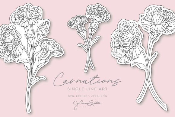 Carnations Single Line SVG Files Graphics