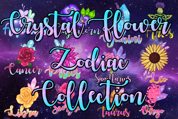 Crystal Flower Zodiac Collection Graphics