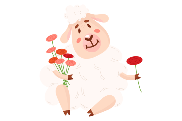 Cute Lamb with Flowers for Local Branding