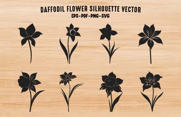 Daffodil Flower Silhouette Vector Set Graphics