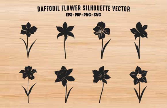 Daffodil Flower Silhouettes Graphics for Spring Branding