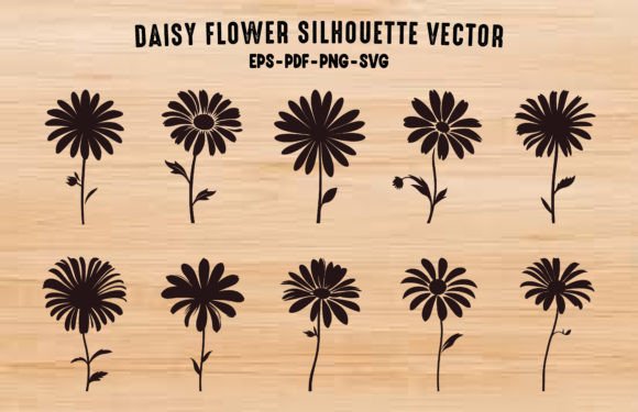 Daisy Flower Silhouette Graphics for Digital Creators
