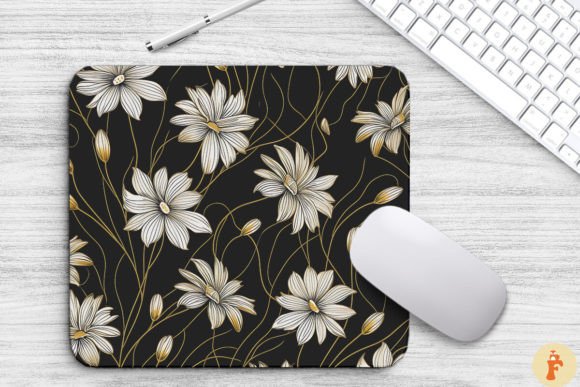 Elengant Gold Daisy Floral Mouse Pad Graphics