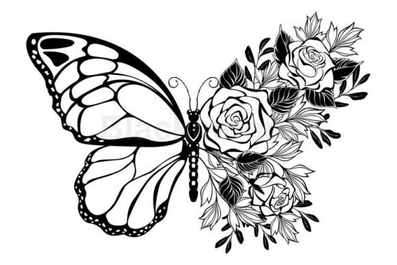 Flower Butterfly with Rose Graphics for Local Branding