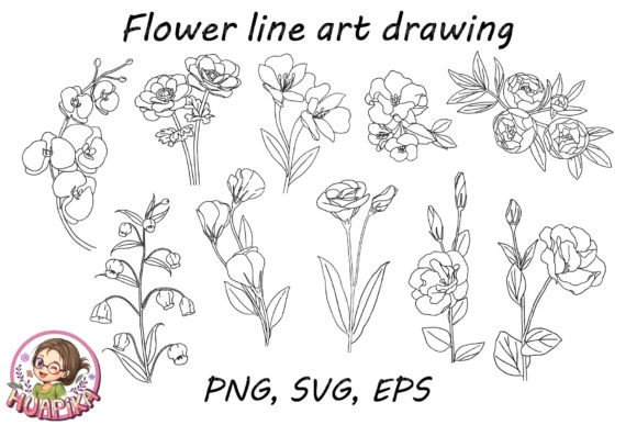 Flower Line Art Drawing Set Review for Embroidery