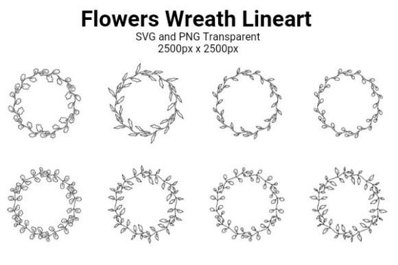 Flowers Wreath Lineart Graphics for Crafting