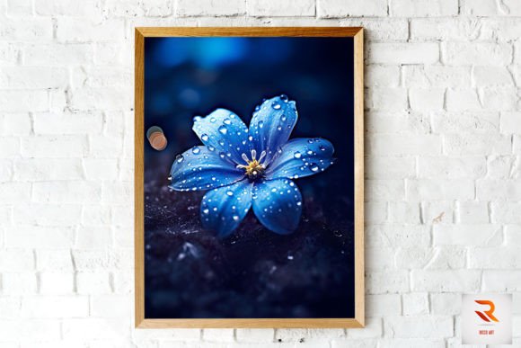 Frozen Blue Flower Wall Art for Graphic Design Projects