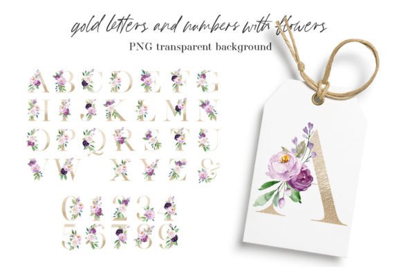Gold Letters and Numbers for Creative Design