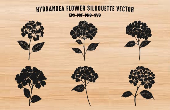 Hydrangea Flower Silhouette Graphics for Digital Sellers