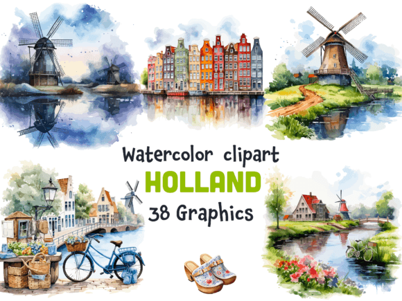 Netherlands Watercolor Clipart Dutch Graphics