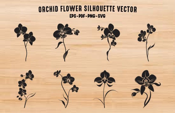 Orchid Flower Silhouette Graphics for Handmade Creators