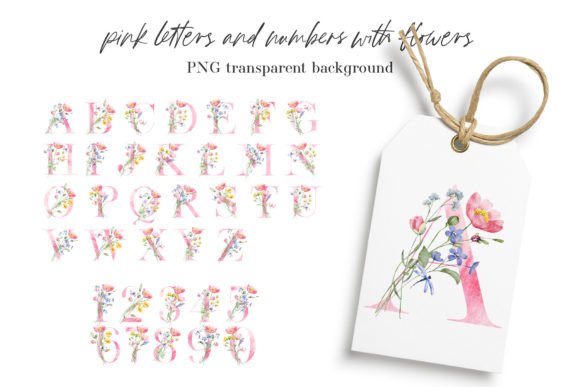 Pink Letters and Numbers for Embroidery