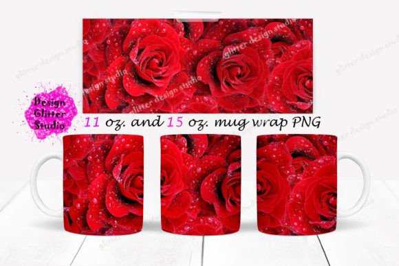 Red Roses Mug Wrap Sublimation Design: A Graphic Asset for Editorial and Web Use