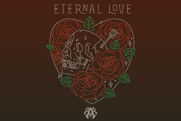 Romantic Eternal Skull and Roses Graphics