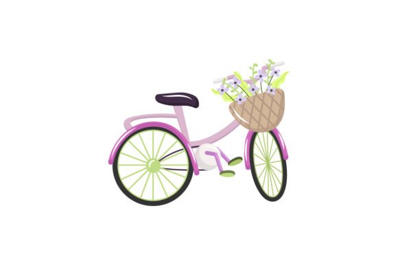 Spring Bicycle with Flowers Crafts Design Asset