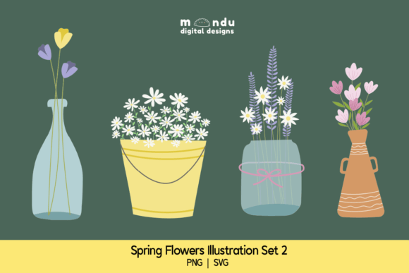 Spring Flowers Graphics Set for Branding and Marketing