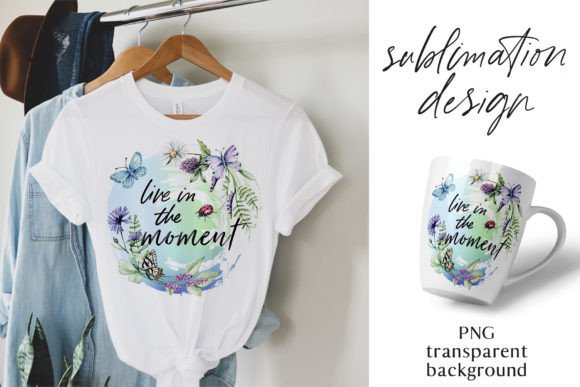 Sublimation Design, Flowers, Butterflies Graphics