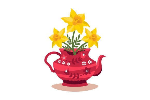 Teapot with Flowers Crafts Spring Design