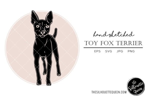 Toy Fox Terrier Hand Sketched Graphics for Crafts