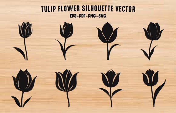 Tulip Flower Silhouette Vector Set for Crafting