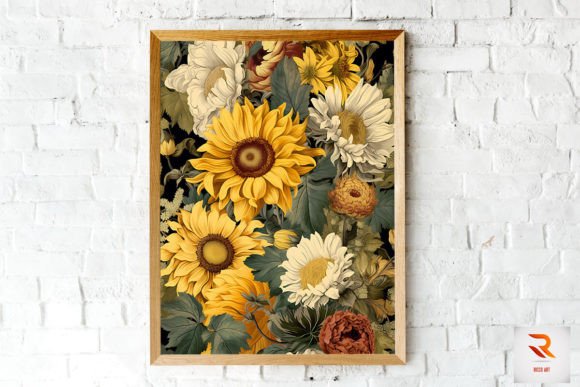 Whimsical Sunflowers Wall Art for Graphics and Backgrounds