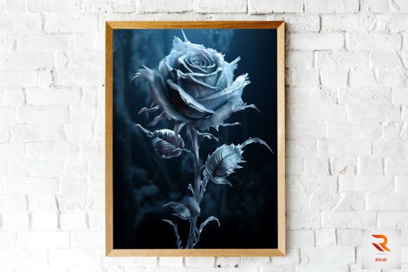 Whimsical Winter Black Rose Wall Art for Branding and Graphics