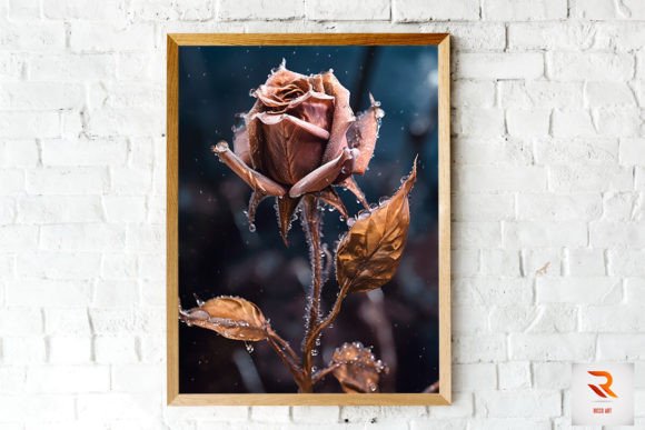 Whimsical Winter Brown Rose Wall Art for Branding and Graphics