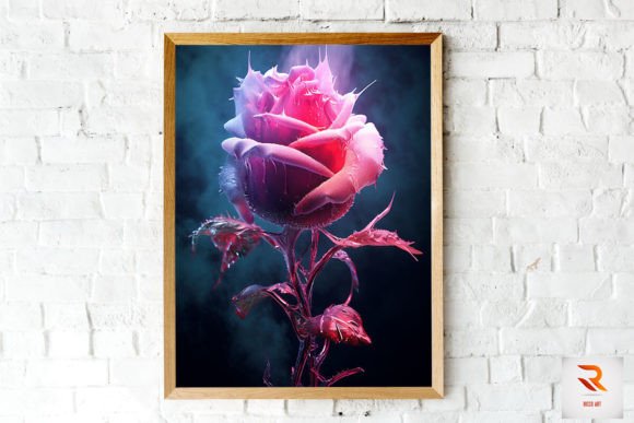 Whimsical Winter Magenta Rose Wall Art for Web and Editorial Design