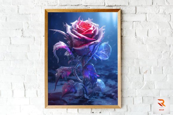 Whimsical Winter Purple Rose Wall Art for Branding