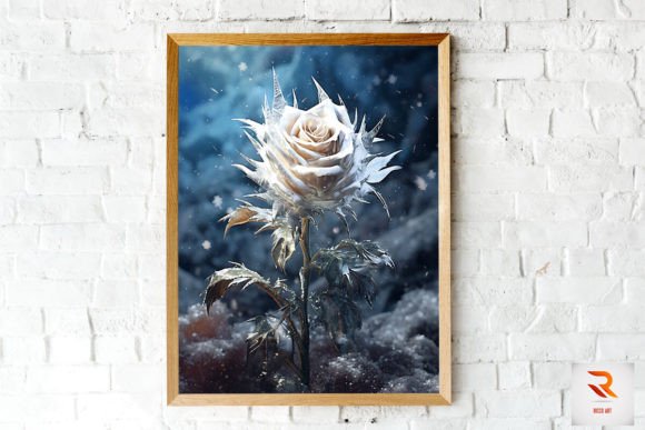 Whimsical Winter White Rose Wall Art for Website Graphics